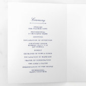 Programme Trois Volets Mariage bleu et blanc chic Navy (Intérieur en premier)