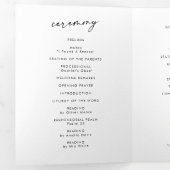 Programme Trois Volets Mariage Bohème Chic Fleur Sauvage Monogramme (Intérieur en premier)