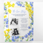 Programme Trois Volets mariage botanique bleu fleur sauvage jaune (Intérieur en premier)