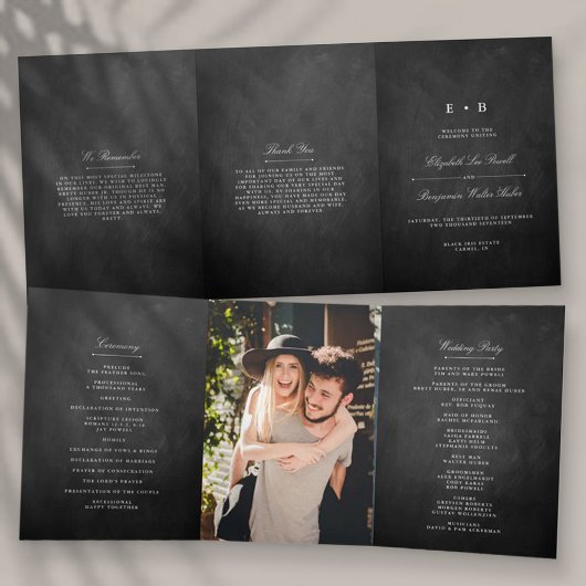 Programme Trois Volets Mariage Chalkboard