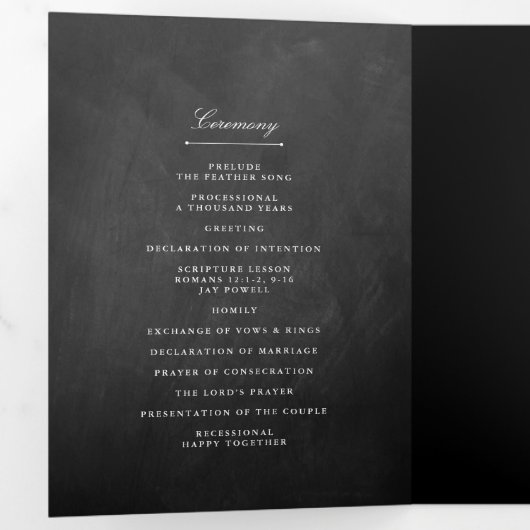 Programme Trois Volets Mariage Chalkboard (Intérieur en premier)