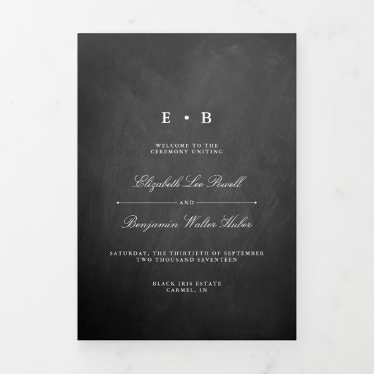 Programme Trois Volets Mariage Chalkboard (Page de couverture)
