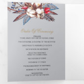 Programme Trois Volets Mariage Coton Hiver Bleu Poussiéreux Baies Rouges (Intérieur en premier)