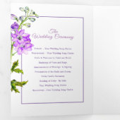 Programme Trois Volets Mariage d'aquarelle de fleurs de delphinium violet (Intérieur en premier)