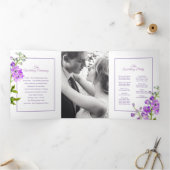 Programme Trois Volets Mariage d'aquarelle de fleurs de delphinium violet (Intérieur)