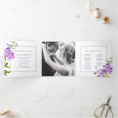 Programme Trois Volets Mariage d'aquarelle de fleurs de delphinium violet (Intérieur)