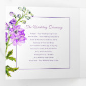 Programme Trois Volets Mariage d'aquarelle de fleurs de delphinium violet (Intérieur en premier)