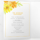 Programme Trois Volets Mariage d'aquarelle de fleurs de marigold jaune (Intérieur en premier)