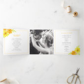 Programme Trois Volets Mariage d'aquarelle de fleurs de marigold jaune (Intérieur)