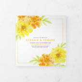 Programme Trois Volets Mariage d'aquarelle de fleurs de marigold jaune (Protection)