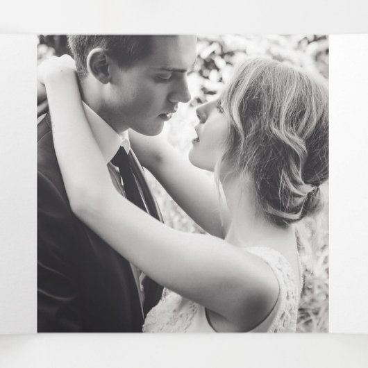 Programme Trois Volets Mariage d'aquarelle de fleurs roses (Intérieur au milieu)