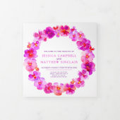 Programme Trois Volets Mariage d'aquarelle de fleurs roses (Protection)