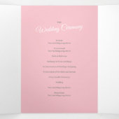 Programme Trois Volets Mariage d'aquarelle de palmiers tropicaux rose ver (Intérieur au milieu)