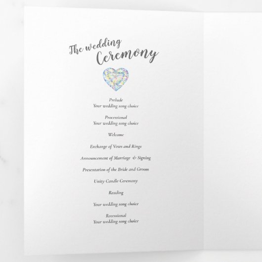 Programme Trois Volets Mariage d'aquarelle diamant renouvellement de la v (Intérieur en premier)