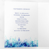 Programme Trois Volets Mariage de couronne d'aquarelle bleu (Intérieur en premier)