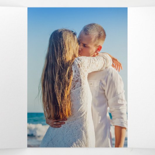 Programme Trois Volets Mariage de couronne d'aquarelle bleu (Intérieur au milieu)