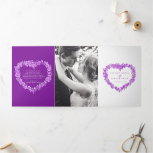 Programme Trois Volets Mariage de l'art de la couronne de coeur pourpre