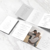 Programme Trois Volets Mariage de monogramme gris argent chic Boho