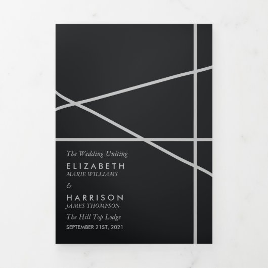 Programme Trois Volets Mariage de style géométrique simple (Page de couverture)