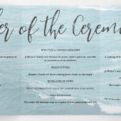 Programme Trois Volets Mariage d'été au bord de la mer bleue ondulée ombr (Intérieur au milieu)