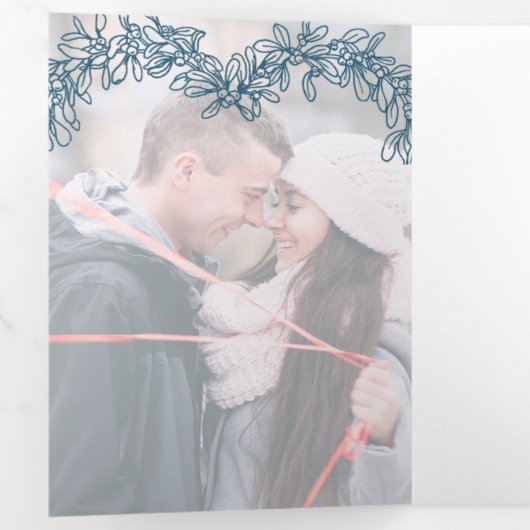 Programme Trois Volets Mariage d'hiver bleu mistletoe mariage botanique (Intérieur en premier)