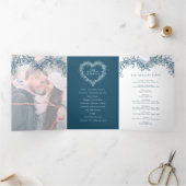 Programme Trois Volets Mariage d'hiver bleu mistletoe mariage botanique (Intérieur)