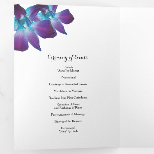 Programme Trois Volets Mariage d'orchidée bleu Dendrobium (Intérieur en premier)