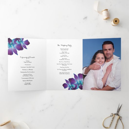 Programme Trois Volets Mariage d'orchidée bleu Dendrobium (Intérieur)