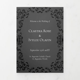 Programme Trois Volets Mariage gothique au tourbillon gris et noir