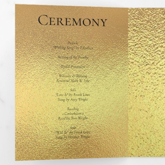 Programme Trois Volets Mariage gothique or et noir (Intérieur en premier)