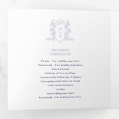 Programme Trois Volets Mariage monogramme de couronne photo blanc violet (Intérieur en premier)
