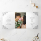 Programme Trois Volets Mariage photo en monogramme blanc gris (Intérieur)