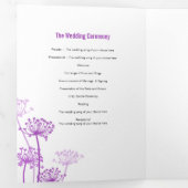 Programme Trois Volets Mariage pourpre à tête de fleurs de vaches (Intérieur en premier)