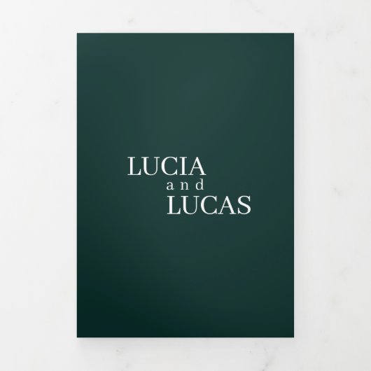 Programme Trois Volets Mariage tout-en-un vert émeraude (Page de couverture)