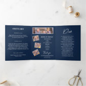 Programme Trois Volets Marine Blue Célébration de la vie Photo Funéraille (Intérieur)