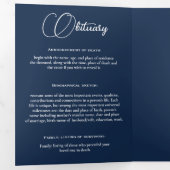 Programme Trois Volets Marine Blue Célébration de la vie Photo Funéraille (Intérieur en premier)