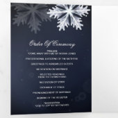Programme Trois Volets Marine Blue Snowflake Mariage d'hiver (Intérieur en premier)