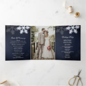 Programme Trois Volets Marine Blue Snowflake Mariage d'hiver (Intérieur)