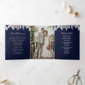 Programme Trois Volets Marine Mauve Rustic Floral Mariage photo (Intérieur)