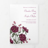 Programme Trois Volets Maroon Rose Wedding Programs (Page de couverture)