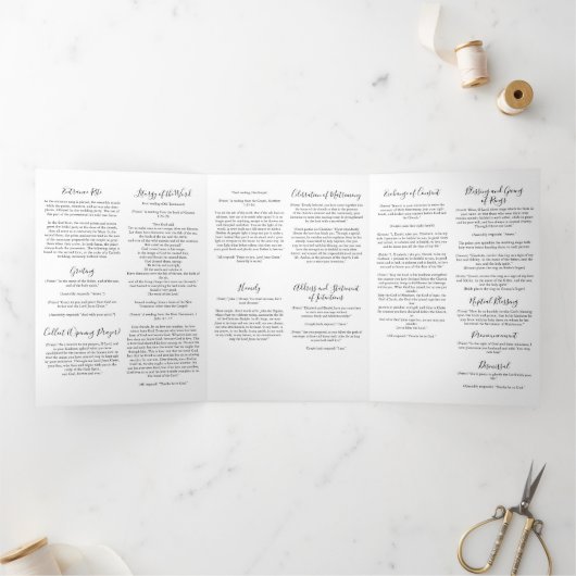 Programme Trois Volets Masse Mariage Floral Bleu Catholique (Intérieur)