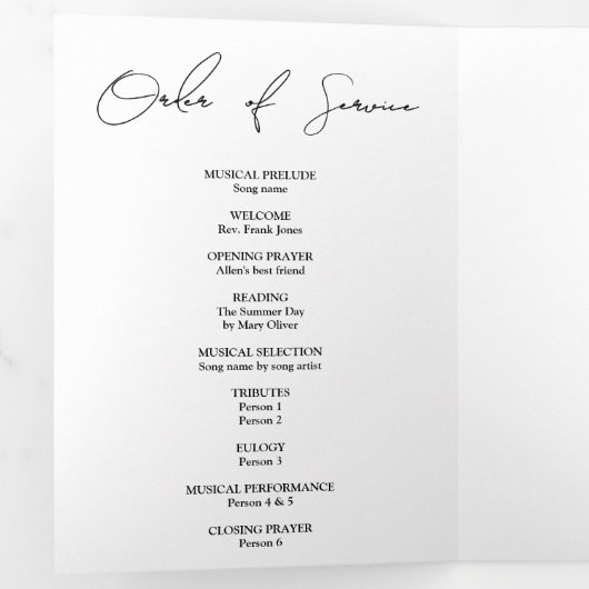 Programme Trois Volets Modern Elegant 7 Photo Trifold Funeral Program (Intérieur en premier)