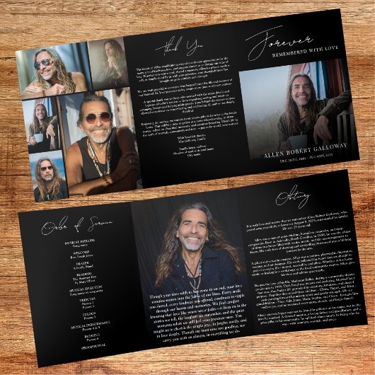 Programme Trois Volets Modern Elegant 7 Photo Trifold Funeral Program