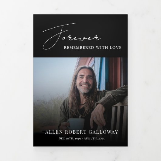 Programme Trois Volets Modern Elegant 7 Photo Trifold Funeral Program (Page de couverture)