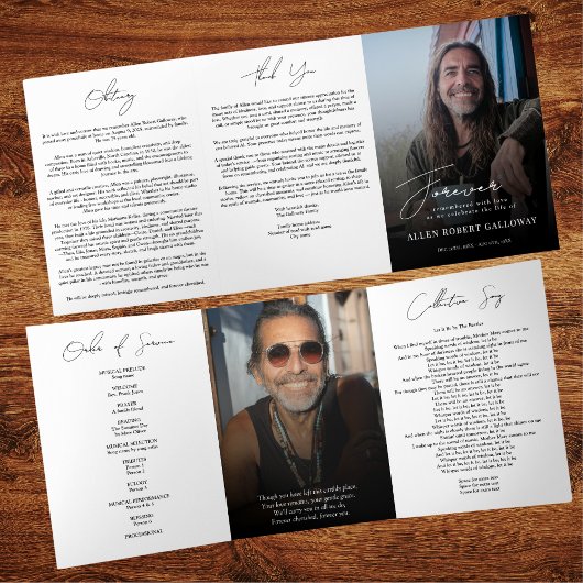 Programme Trois Volets Modern Elegant Photo Trifold Funeral Program