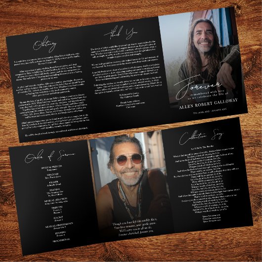 Programme Trois Volets Modern Elegant Photo Trifold Funeral Program
