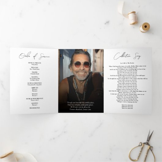 Programme Trois Volets Modern Elegant Photo Trifold Funeral Program (Intérieur)