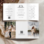 Programme Trois Volets Modern Minimalist Crest monogram Wedding Invite