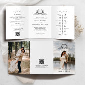 Programme Trois Volets Modern Minimalist Crest monogram Wedding Invite