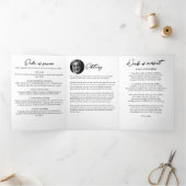 Programme Trois Volets Modern Script 3-Photo Trifold Funeral Program (Intérieur)
